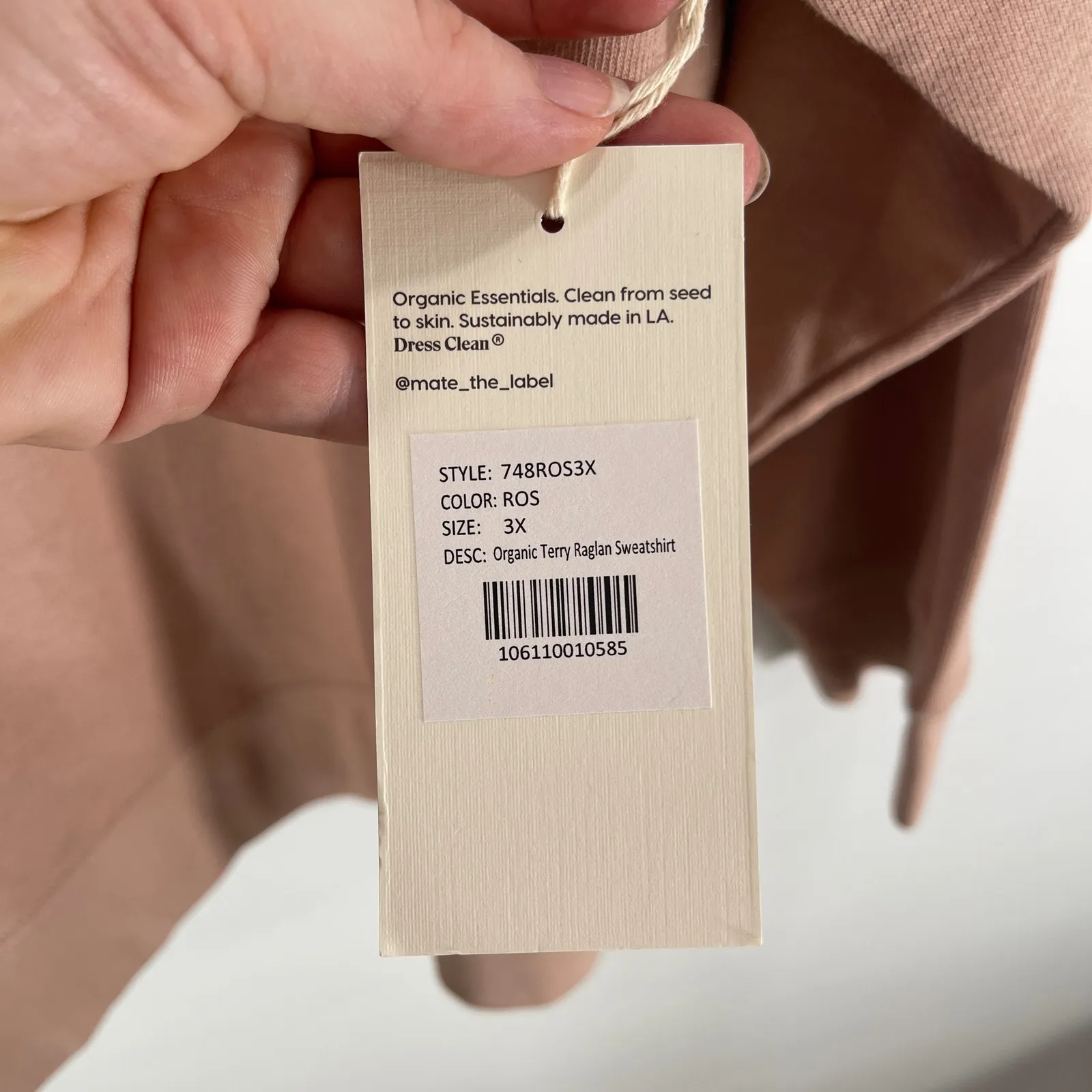 Mate The Label Size 3X Rose Pink Organic Terry Sweatshirt New With Tags - Image 6