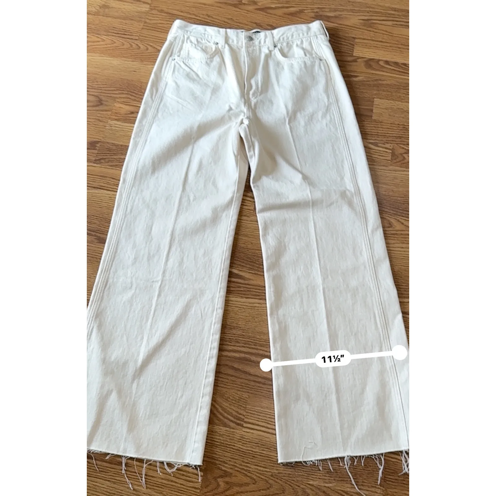 Veronica beard Ecru TAYLOR CROPPED WIDE-LEG high rise JEAN size 32/ US 14 - Image 10