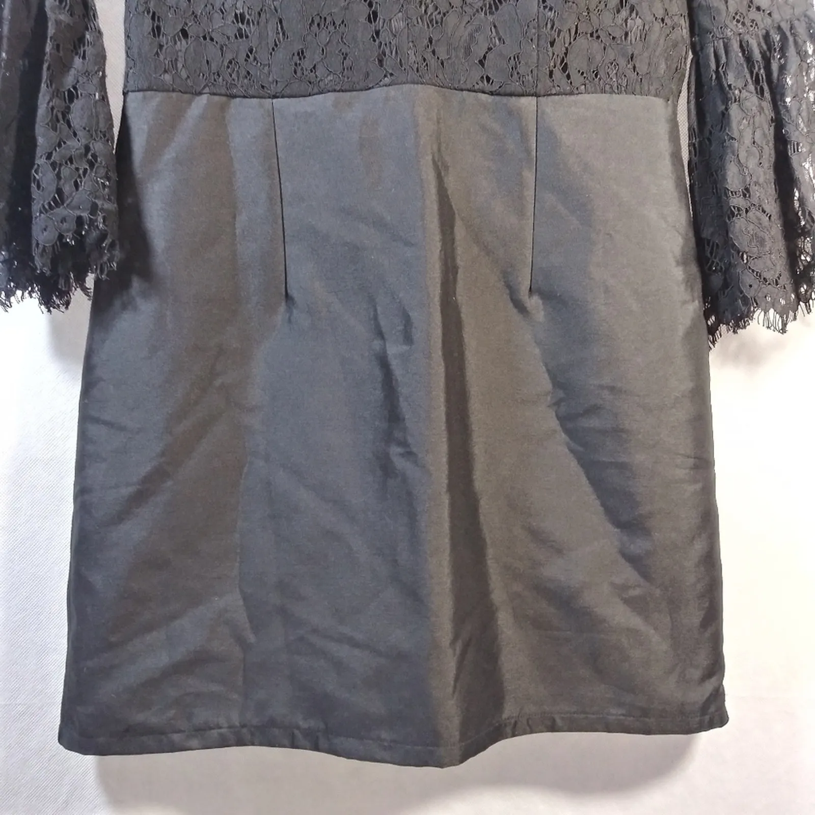 Mustard Seed Black Lace Plunging V Neck Mini Dress Witchy  Size L - Image 5