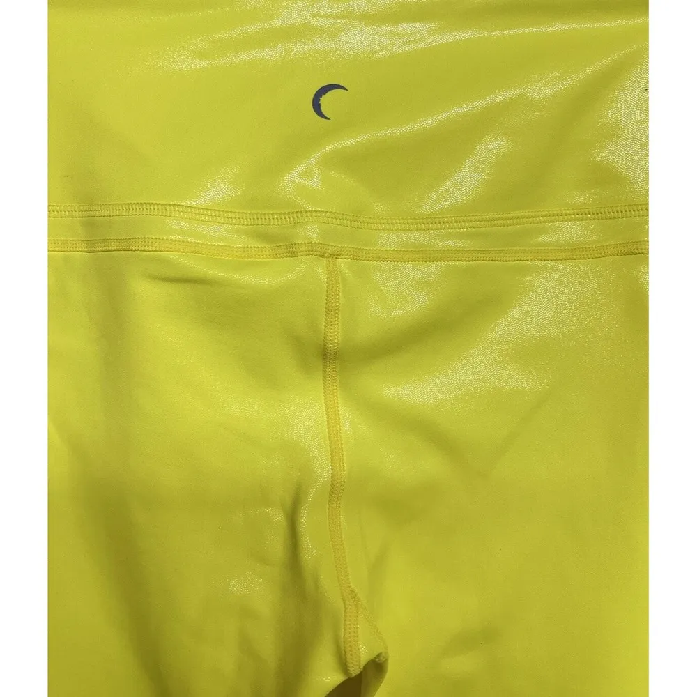 Zyia Hi-Rise Light N Tight Leggings Neon Yellow Metallic Pockets Women’s 8-10 - Image 4