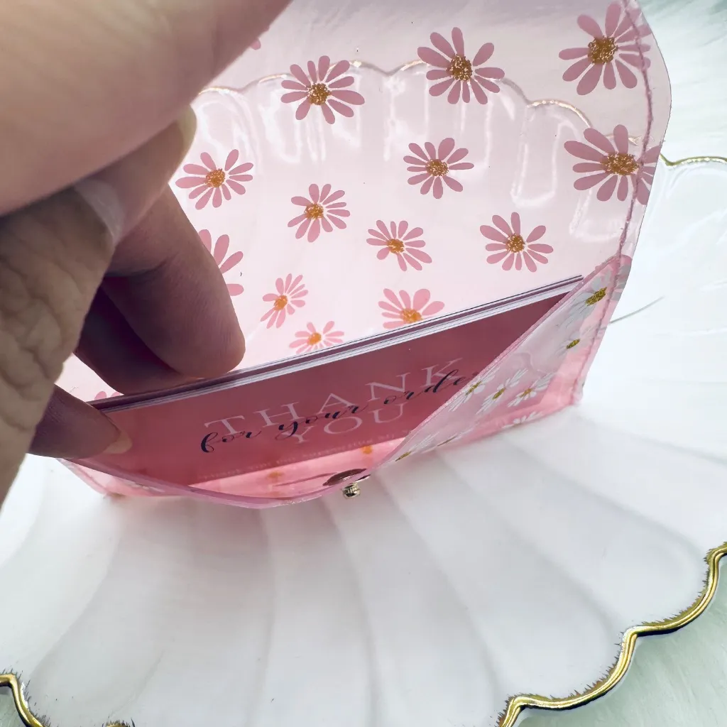 Florals Clear Card Case Wallet in Pink - Image 5