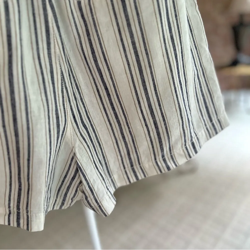 A.N.A. Shorts Paperbag Striped Ivory Blue High Waist M Belted - Image 12