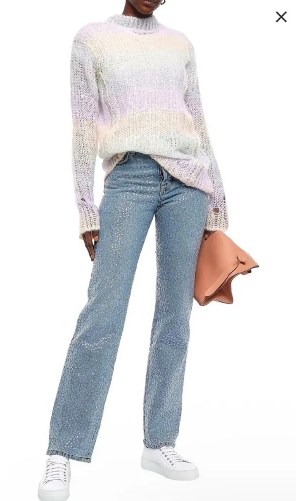 Acne Studios Mid Rise Sequin Straight Leg Jeans Denim Pants Size 38 US 10 Blue - Image 1