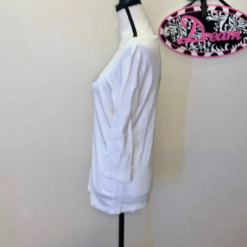 Harley Davidson white sequined heart Smokey mountain Pigeon Ford TN top - Image 2