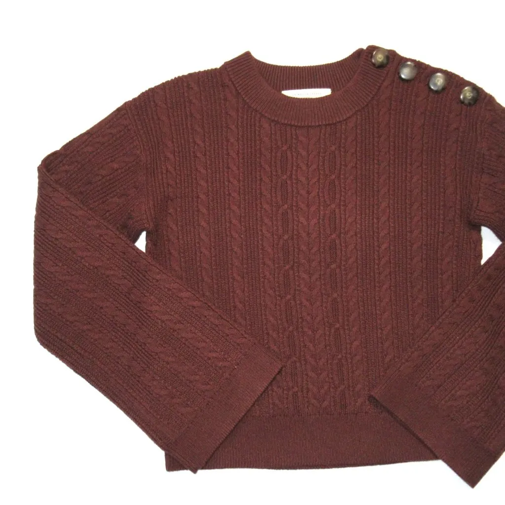 NWT Sezane Camilla in Caramel Cable Knit Merino Wool Blend Sweater XS - Image 8