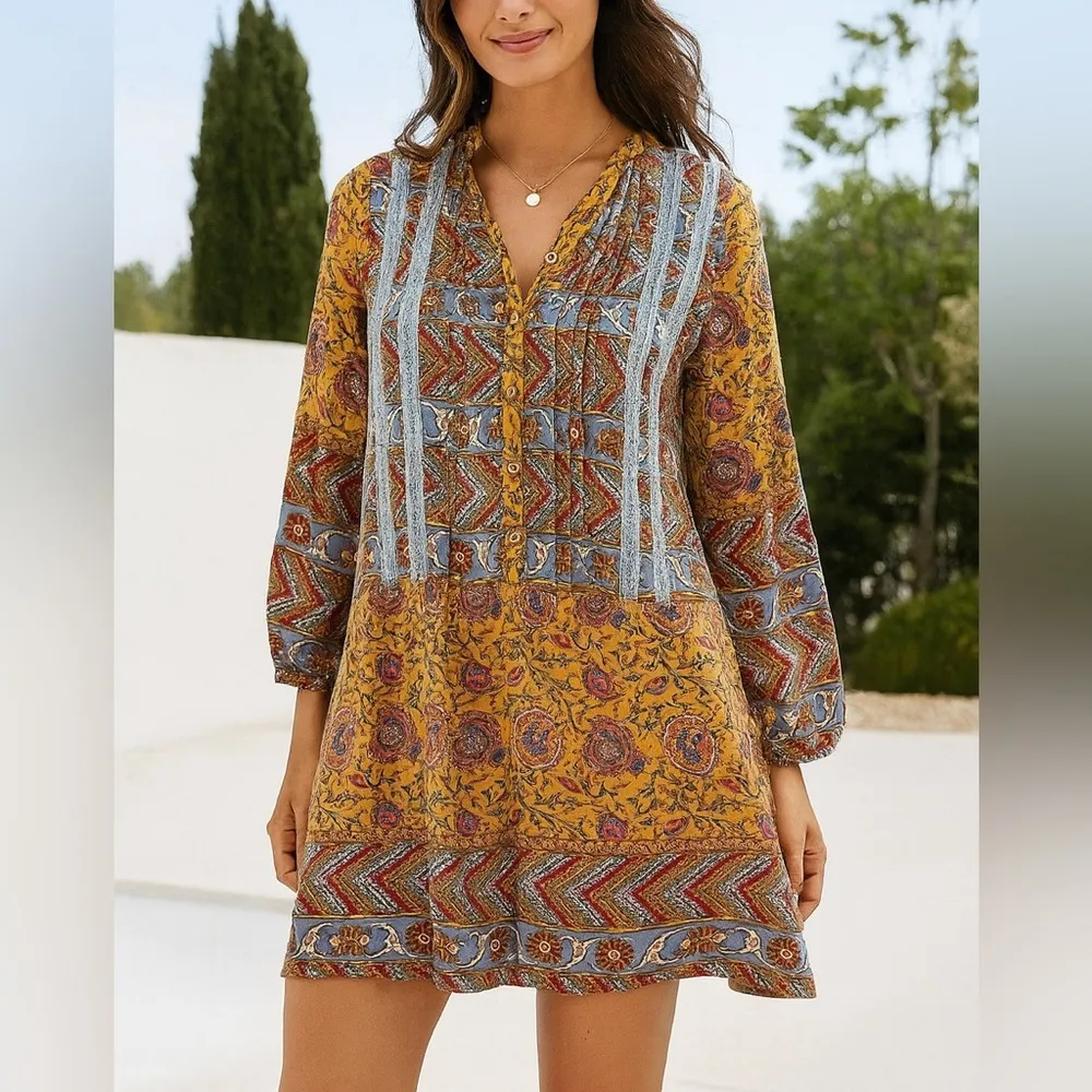 Anthropologie TINY Ismelda Tunic Dress Button Front in Multicolor - Image 9