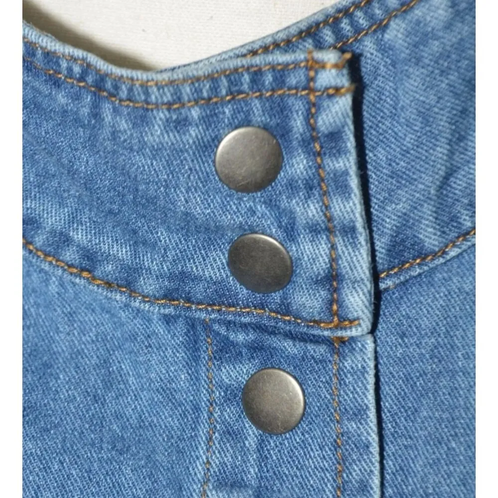 Wishlist Oversized Blue Denim Snap Button Front Jean Jacket Size S/M Belted - Image 3