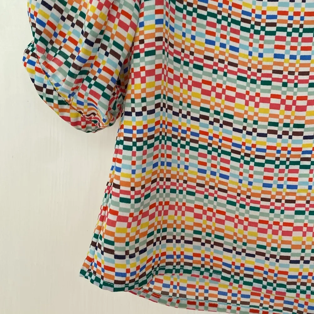 Banana Republic Rainbow Pixel Print Blouse Women’s Size Small Bright Printed Top - Image 3