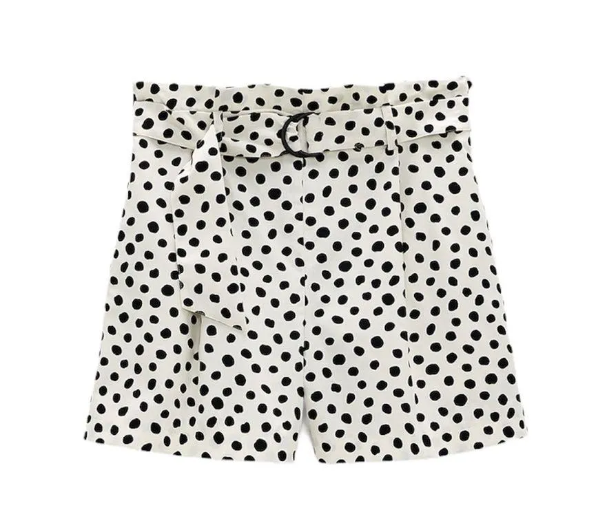 NWT ZARA POLKA DOT POPLIN SHORTS HIGH WAISTED BELTED XS - Image 3