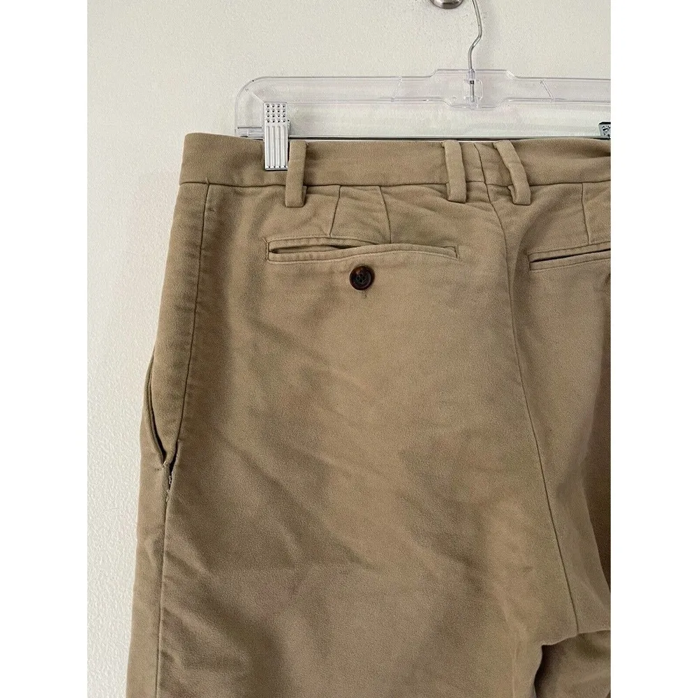 John Galliano Mid Rise Straight Leg Cotton Trouser Pants Womens Size 32 Tan - Image 4