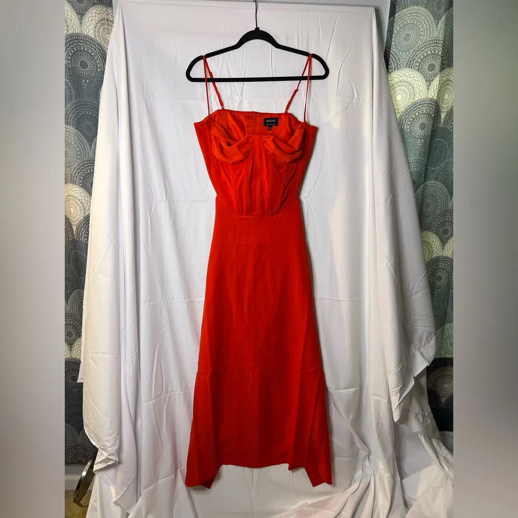 Bardot Martini Midi Dress In Fire Red Size Large - Image 4