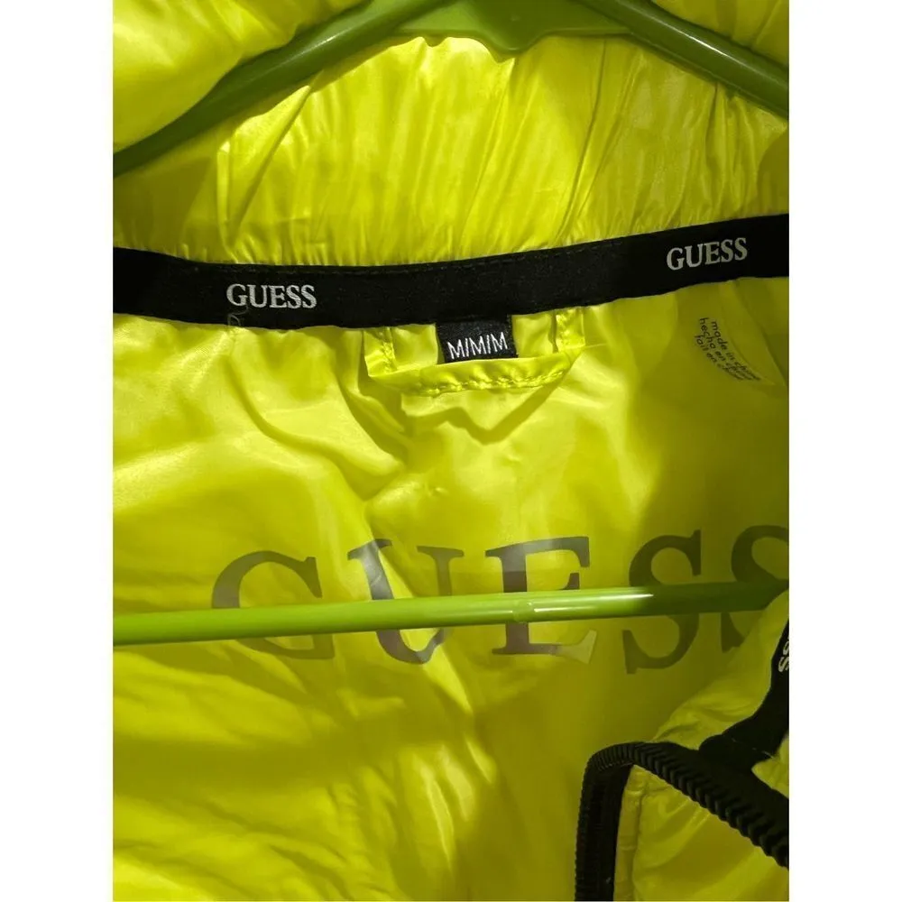 Guess Cire Puffer Jacket In Highlighter Yellow Women's Size Medium NWT $150 - Image 4