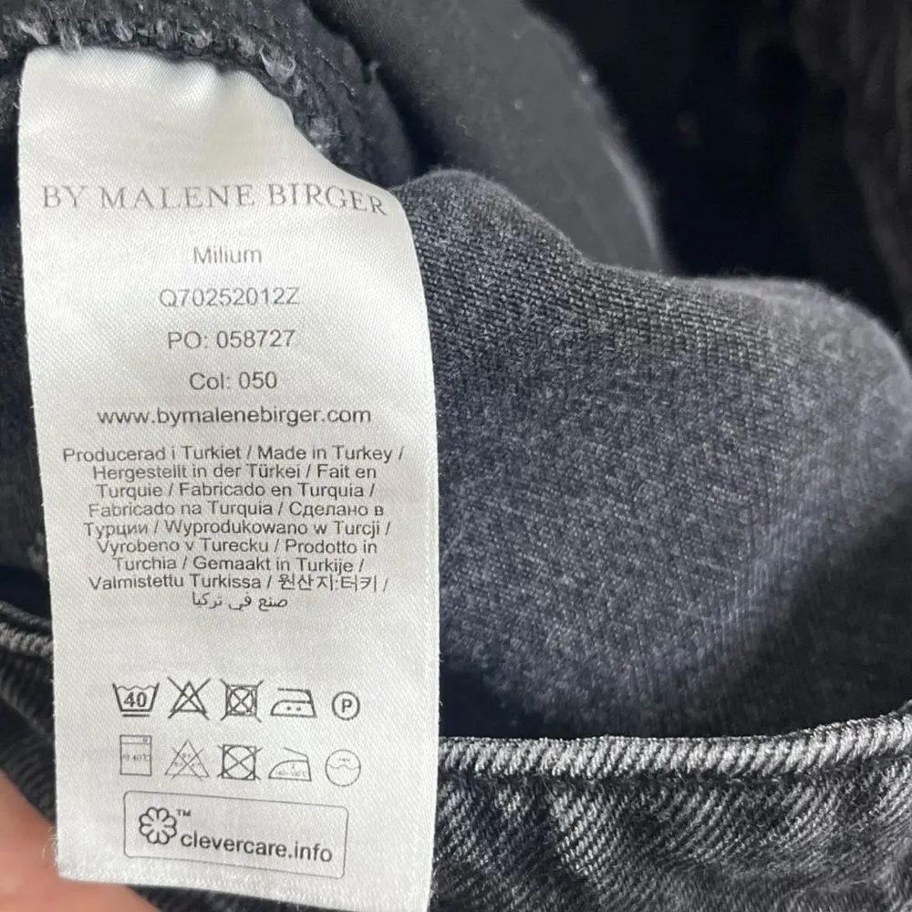 BY MALENE BIRGER Milium Jeans Size XS Black Straight Leg Organic Cotton Minimal - Image 13