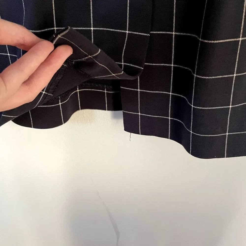 Ann Taylor Petite navy blue white checkered short sleeved dress vintage style - Image 5