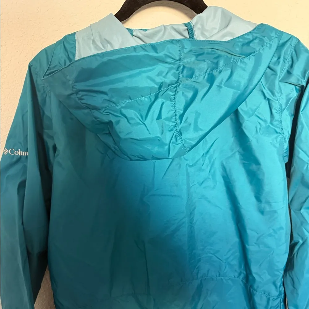 Columbia Rain to Fame Waterproof Hooded Jacket Windbreaker Teal Size Small - Image 7