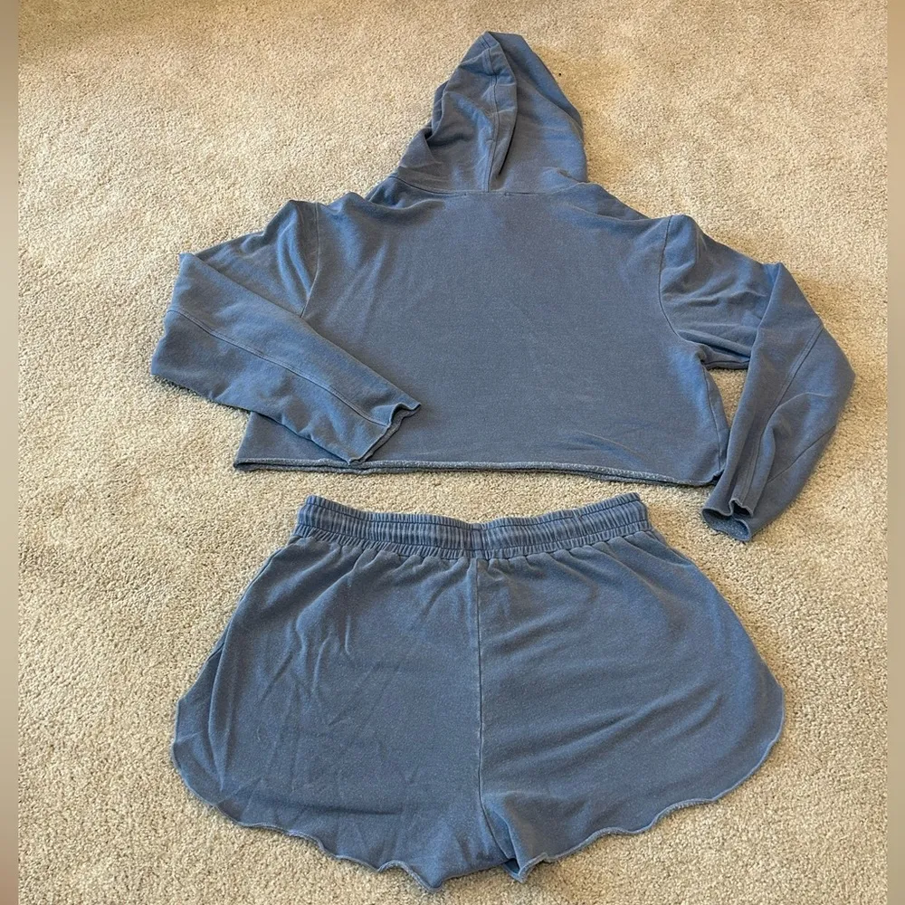 Sam and Lavi Cropped Hoodie and Shorts Set Blue - Image 2