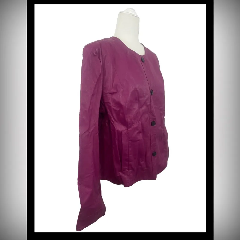 Spiegal Genuine Pig Leather Button Down Moto Jacket Size 16W - Image 2