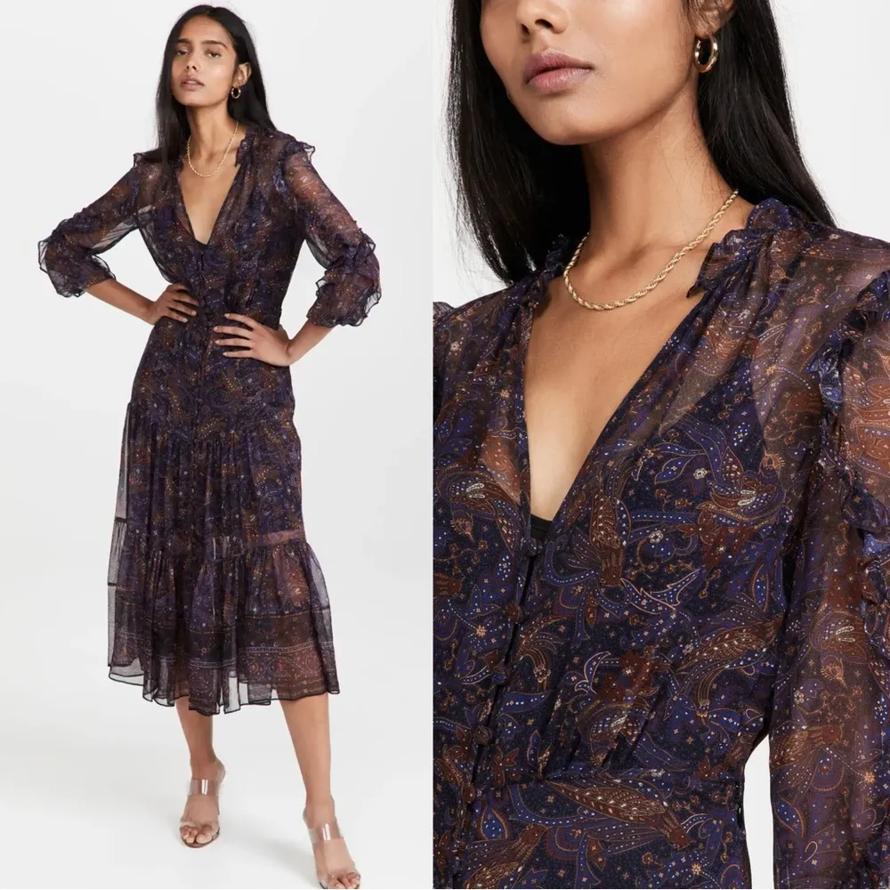 Veronica Beard • Sabina Vintage-Print Dress silk chiffon paisley midi - Image 4