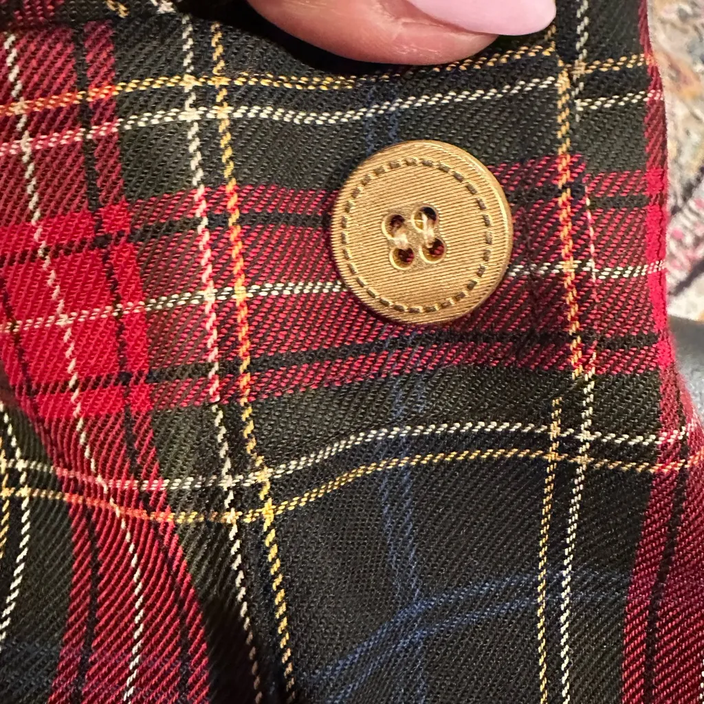 J. McLaughlin Black Red Plaid Wool A-Line Skirt - Image 4