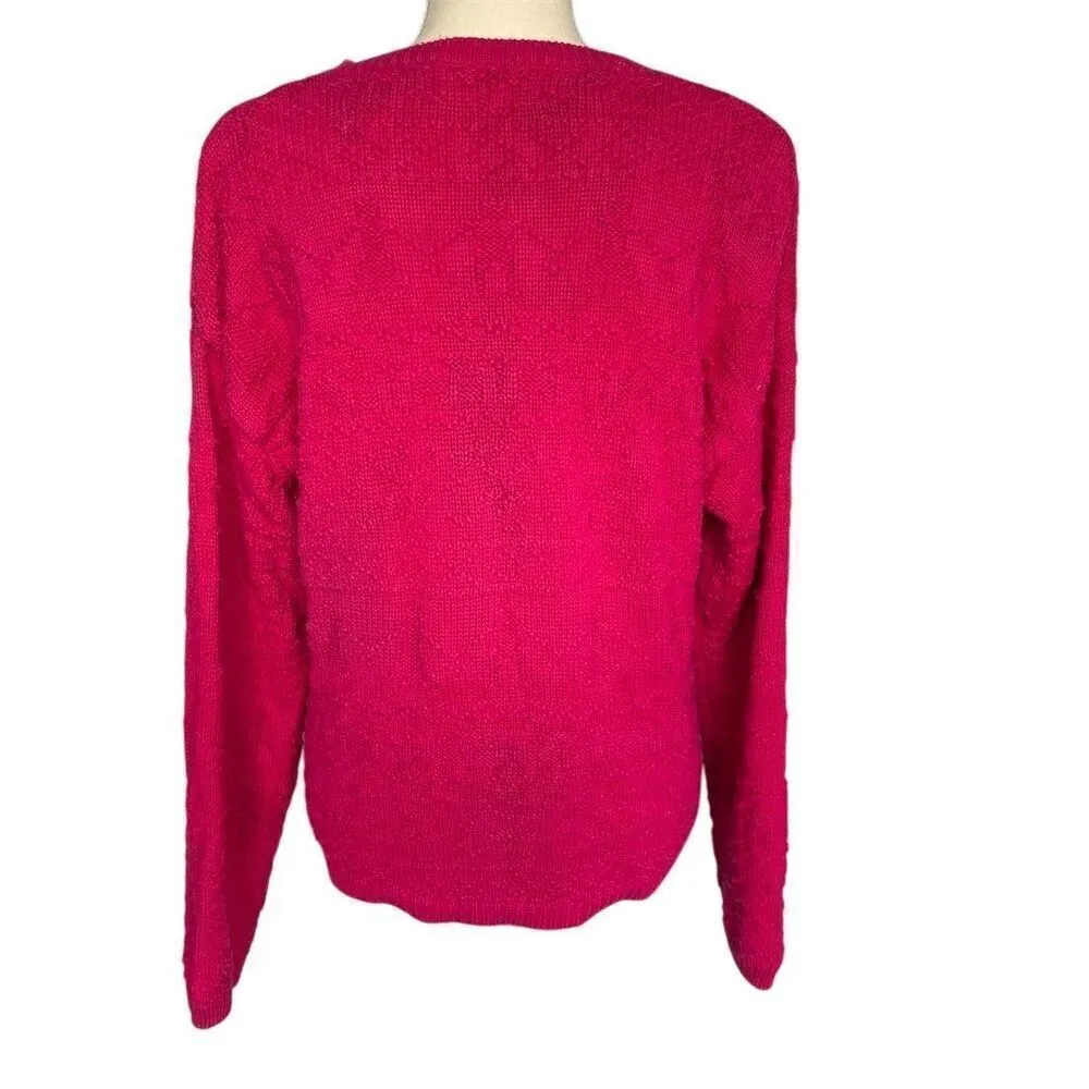 Westbound Vintage Pink Knit Textured Cardigan Sweater M Long Sleeve Button Down - Image 2