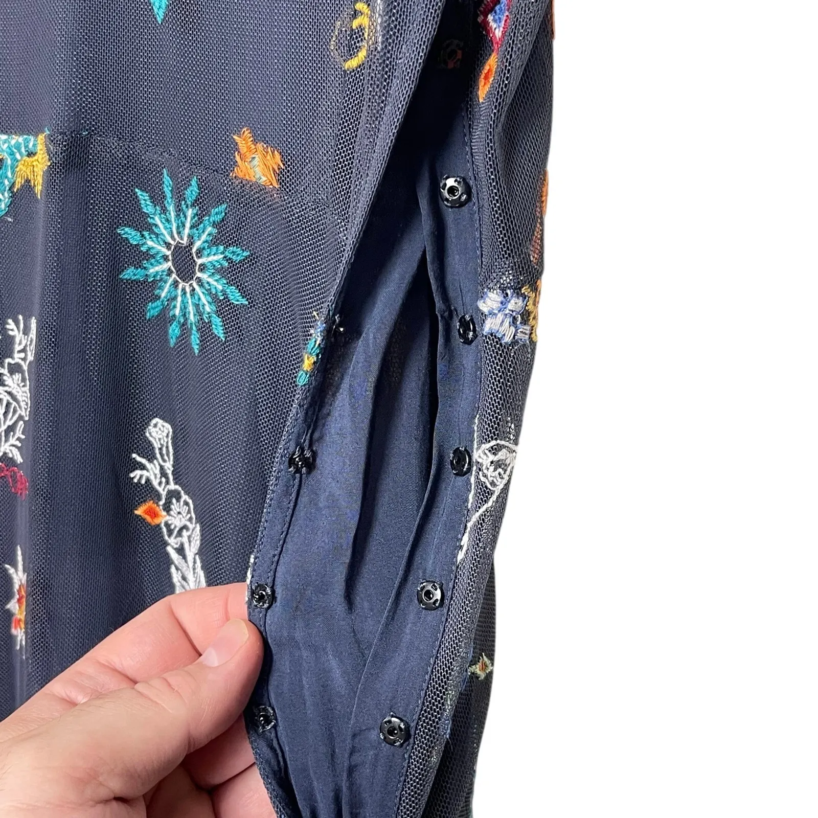 JOHNNY WAS JADE Women’s Southwestern Embroidered Blue Maxi Dress - Image 5