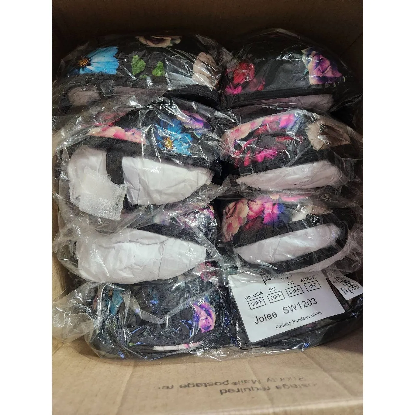 Brand new Panache Jolee Black Floral Bandeau Bikini Top UK/USA 34E Size undefined - Image 9