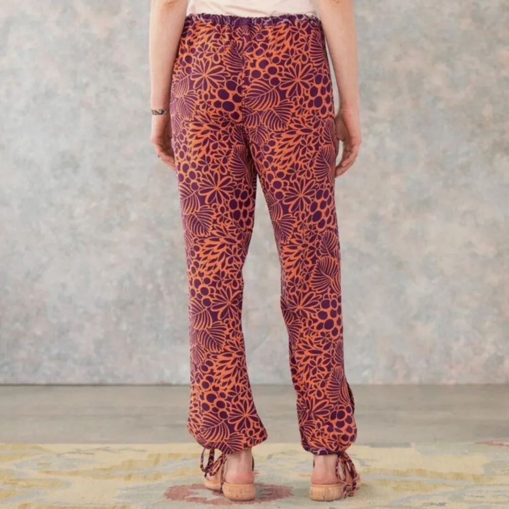 Sundance Floral Pants paradise tapered womens Purple Orange medium petite hippie - Image 5