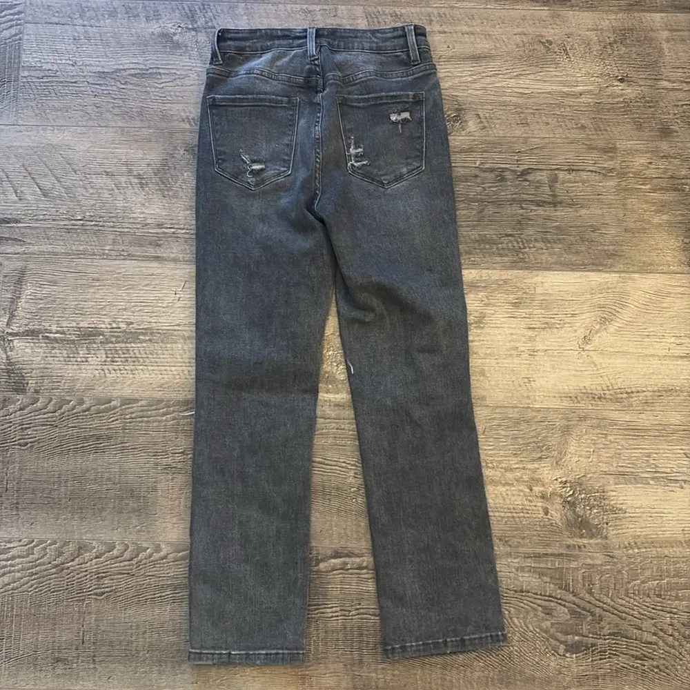 Distressed Gray Wash Slim Straight Leg Jeans — size 25 - Image 8