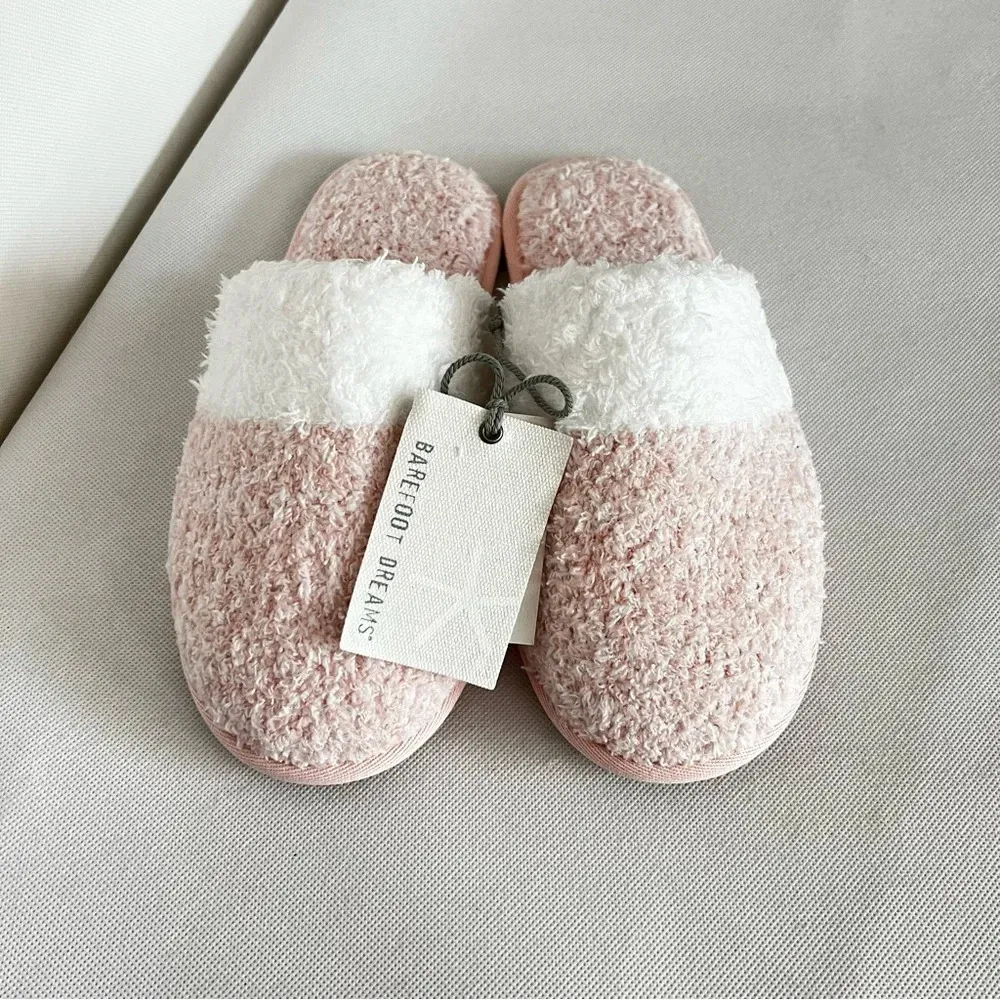 Barefoot Dreams CozyChic Malibu Slipper Sz. Small 5-7 Heathered Dusty Rose/White - Image 4