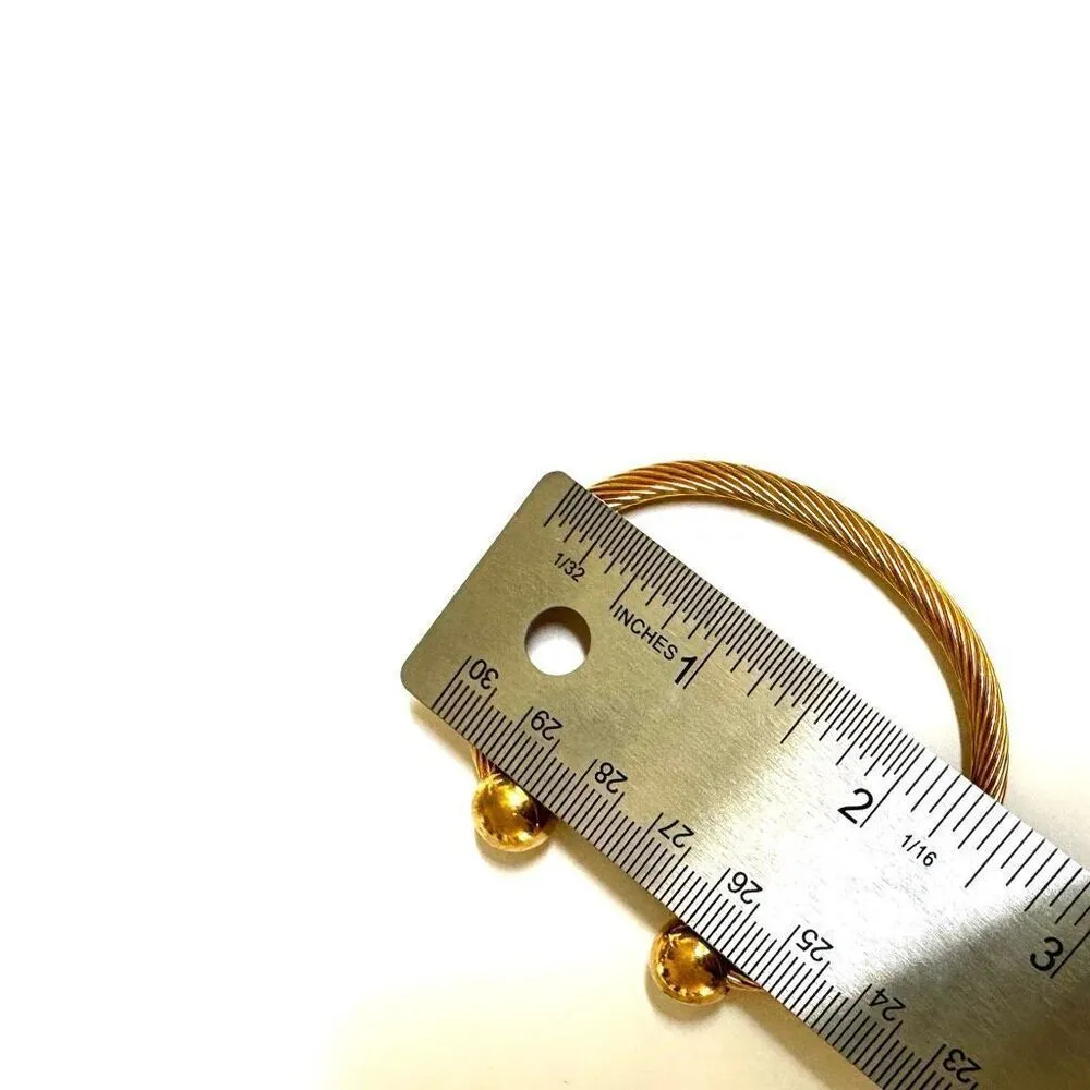 Gold tone twisted magnetic open bangle bracelet - Image 5