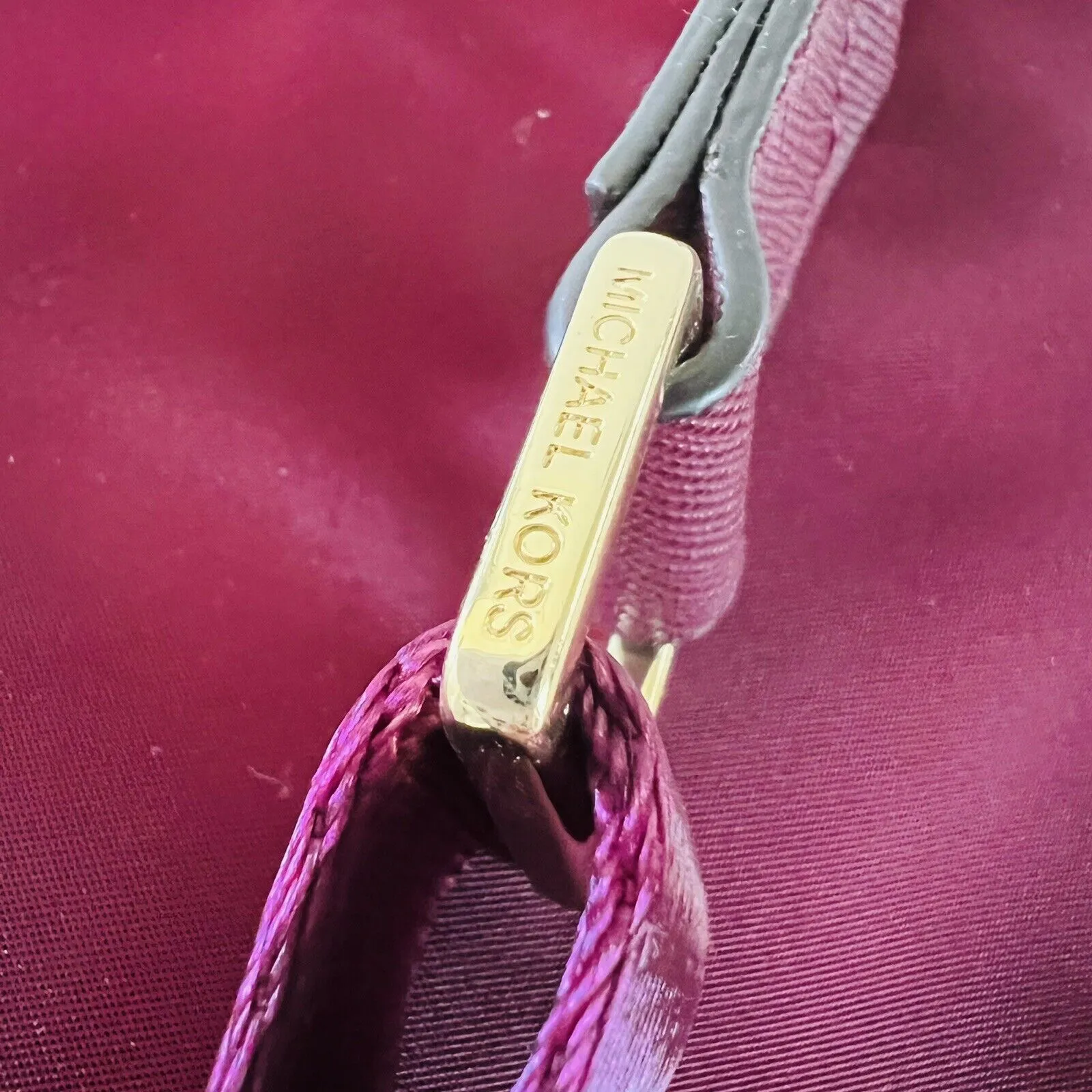 MICHAEL KORS Janie Plum Burgundy Nylon East West Crossbody Bag - Image 7