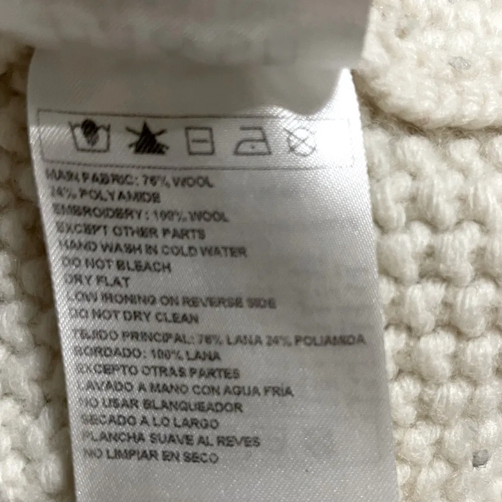 BA&SH Eba Turtleneck Cable Knit Wool Blend Pullover White Cream Red Size M - Image 8