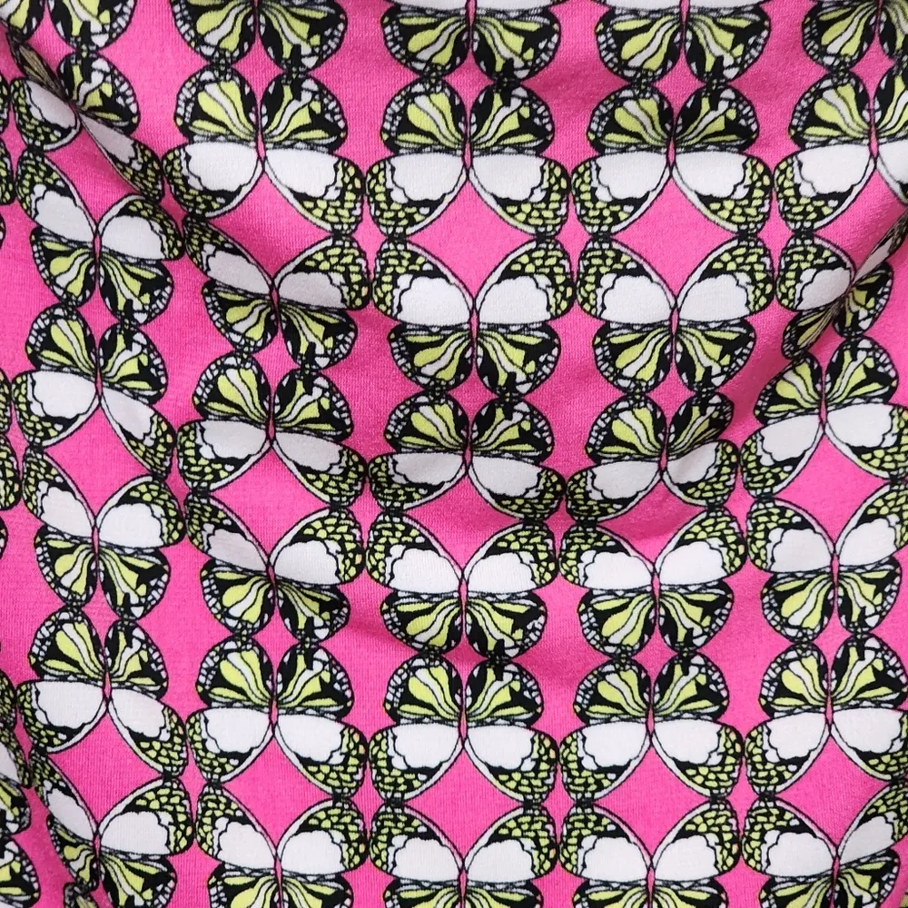 9& Co Pink Butterfly Drapeneck Sleeveless Jersey Knit Blouse Size Large - Image 2