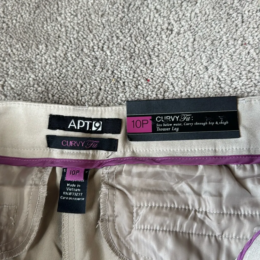 Apt. 9 Tan Curvy Fit Trousers SIZE 10P - Image 3