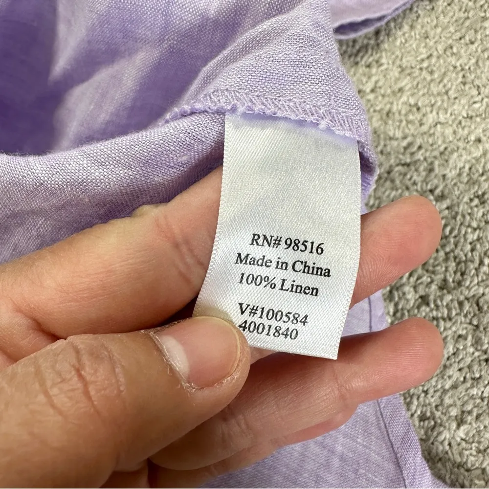 Coldwater Creek Women’s 100% Linen Button Down Shirt 3/4 Sleeve in Purple 2X - Image 9
