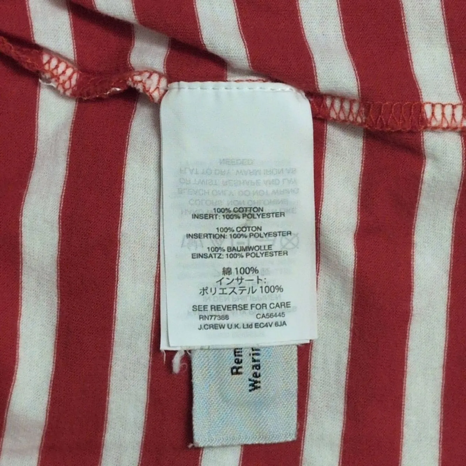 J. CREW Red White Striped Trim Short Sleeve Casual T Shirt Size 4 - Image 7