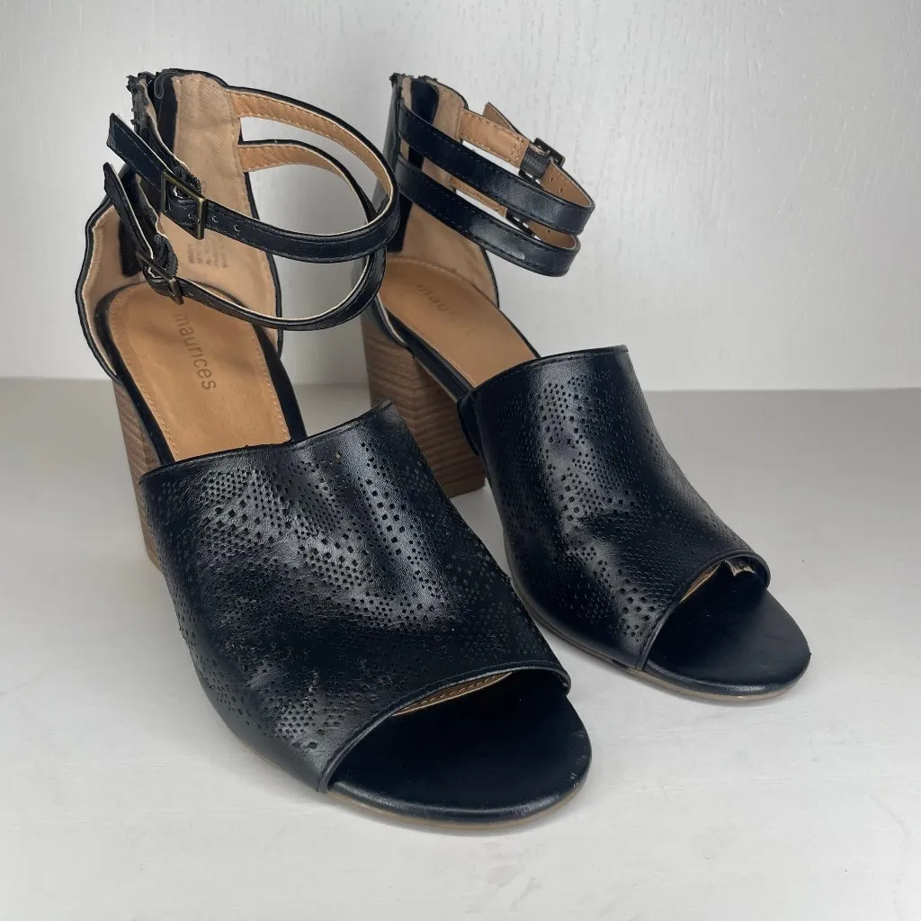 Maurices Black Ankle Strap Sandal Block Heel Shoes Womens Size 9M Summer Comfy - Image 9