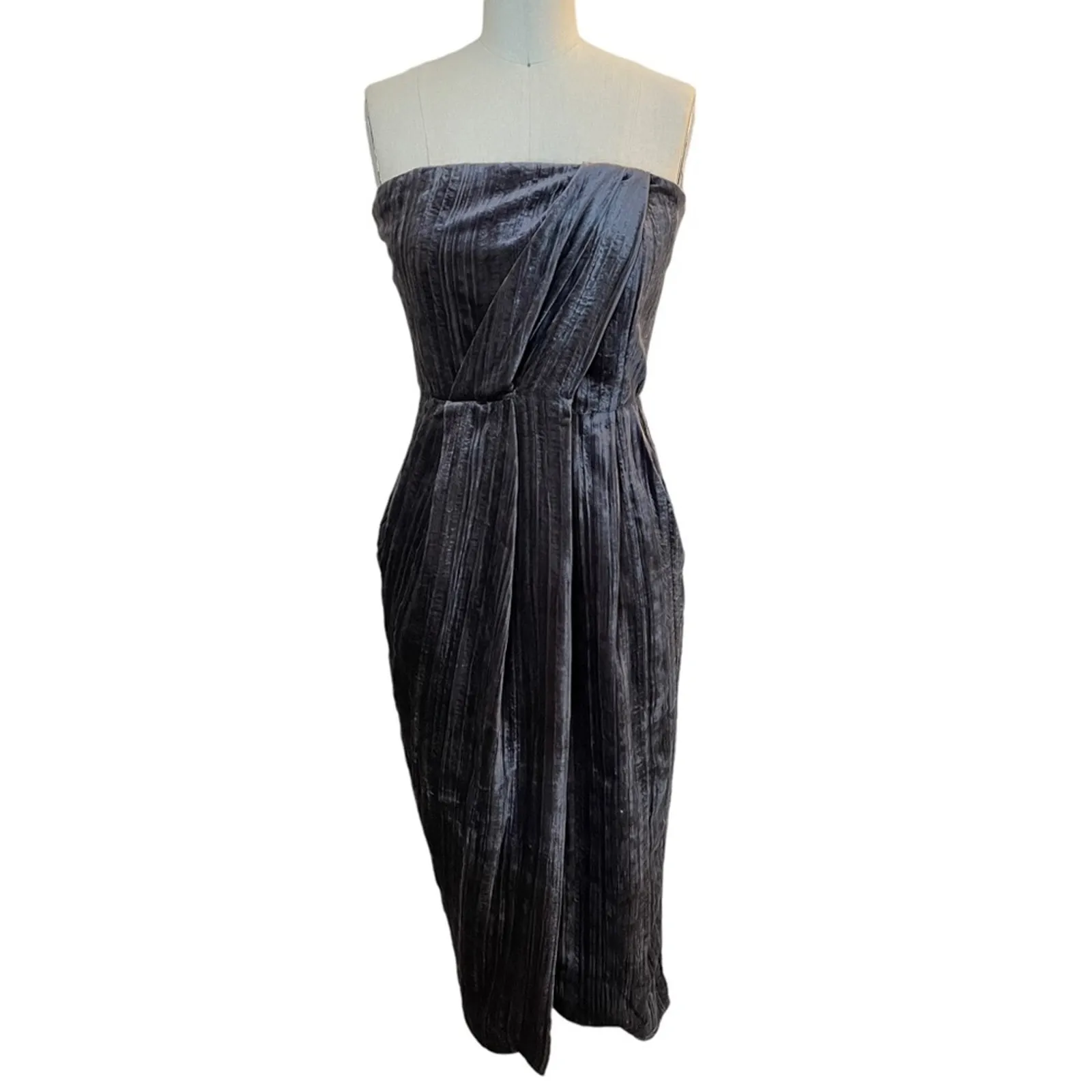 NWT RACHEL Rachel Roy Strapless Purple Velvet Wrap Style Dress Formal Womens 0 - Image 2