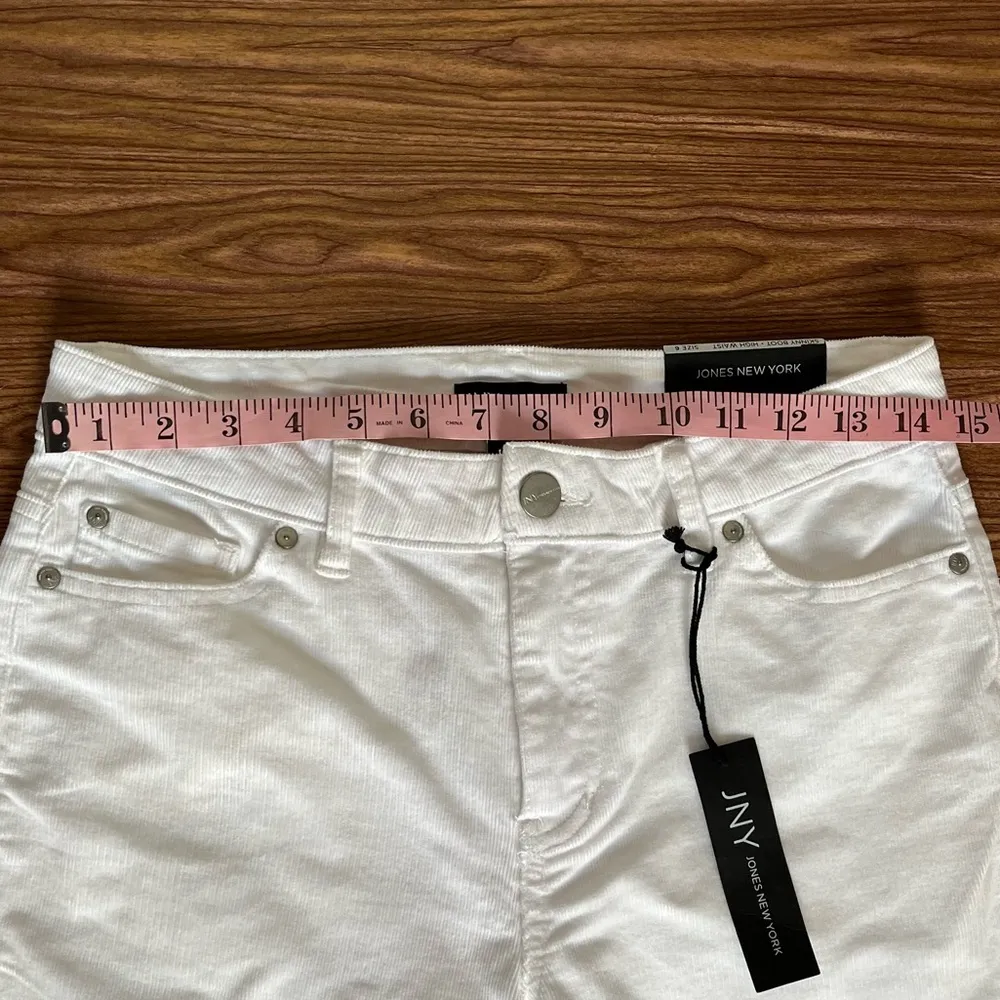 JONES NEW YORK Pants Women’s 6 White Corduroy Skinny Boot High Waist - Image 4
