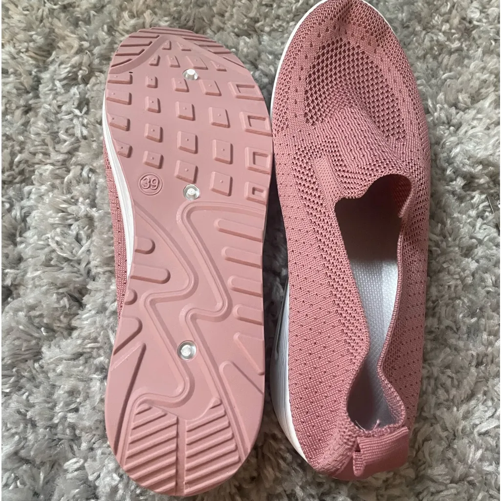 WOMENS MESH BREATHABLE PLATFORM SLIP ON SHOES Pink Size 7.5 - Image 6