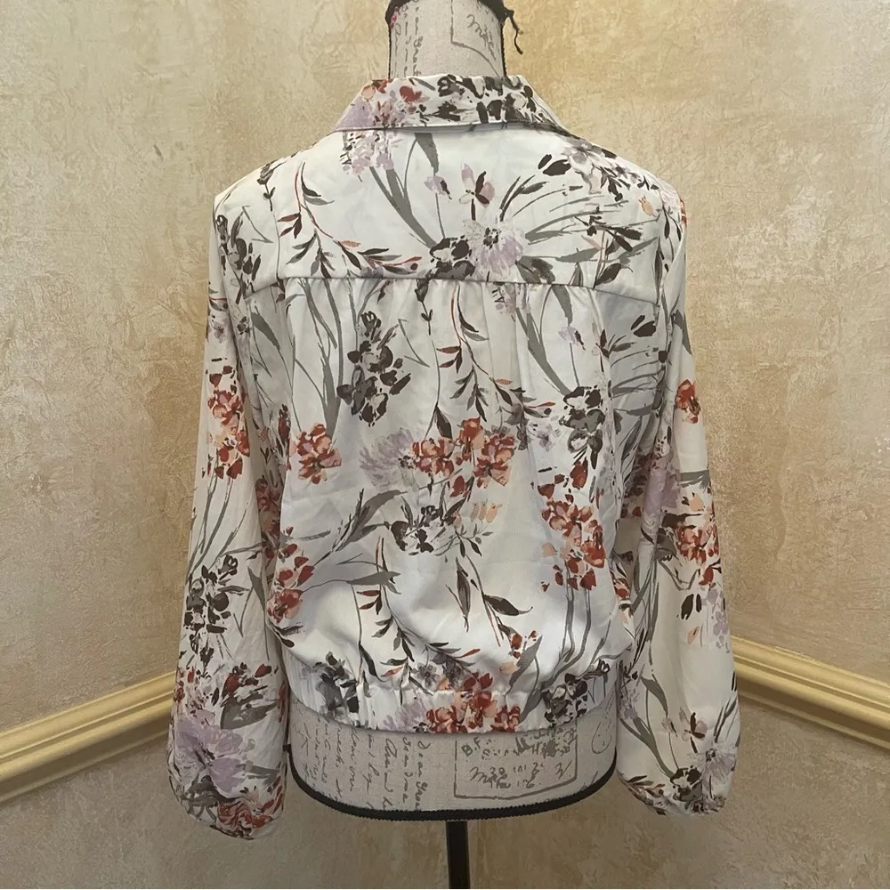 Anthropologie Drew Cream Floral Women’s Blouse Top Shirt long sleeve Size M - Image 5