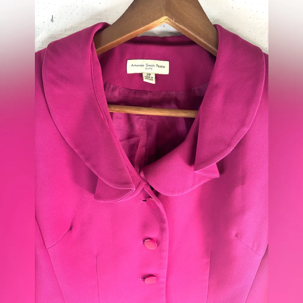 Amanda Smith Suits 2P Hot Pink Ruffle Skirt Blazer Set - Petite - Image 7