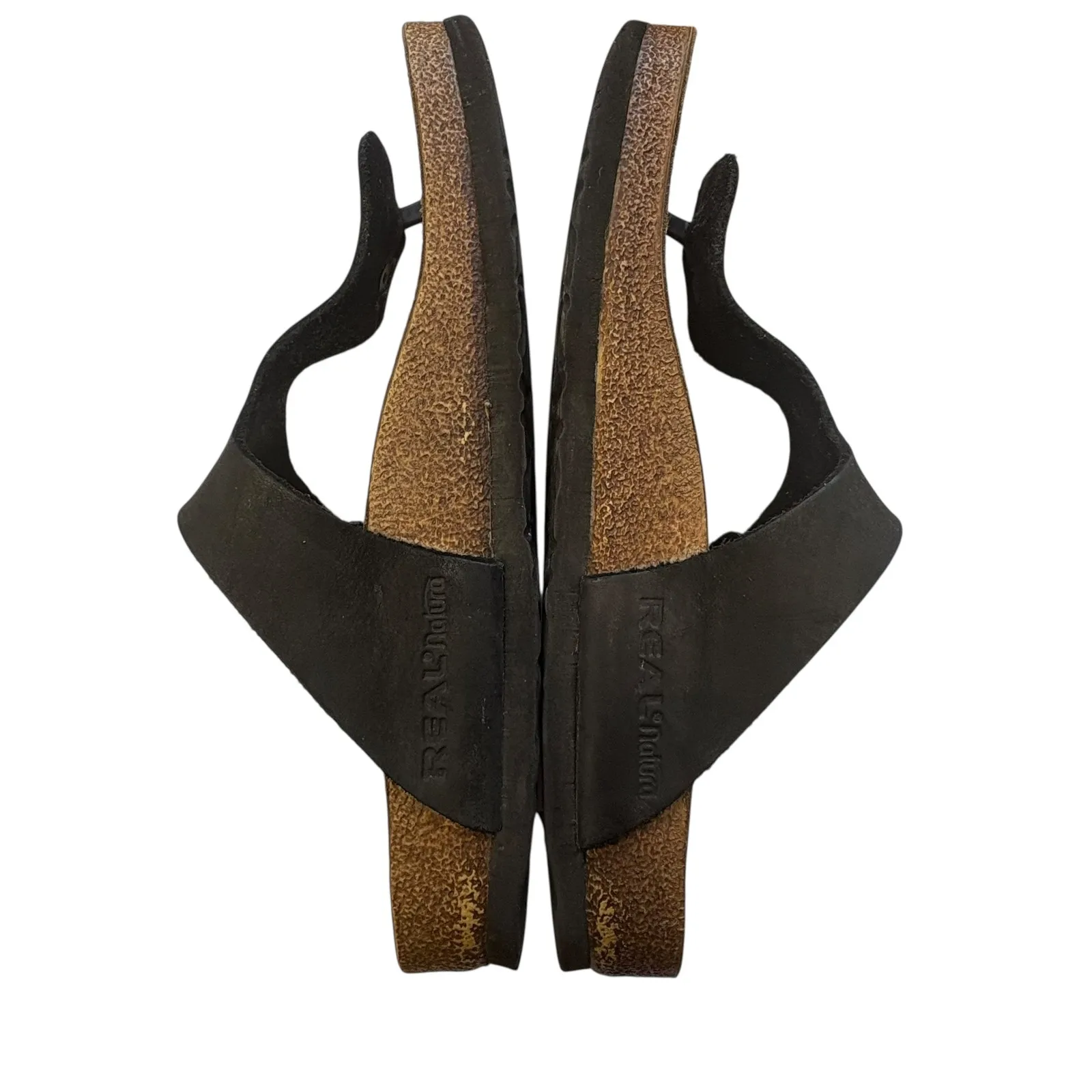 Real Natura Women's Leather Thong Sandals Adjustable Buckle‎ Black Retro L6 M4 Size 6 - Image 6