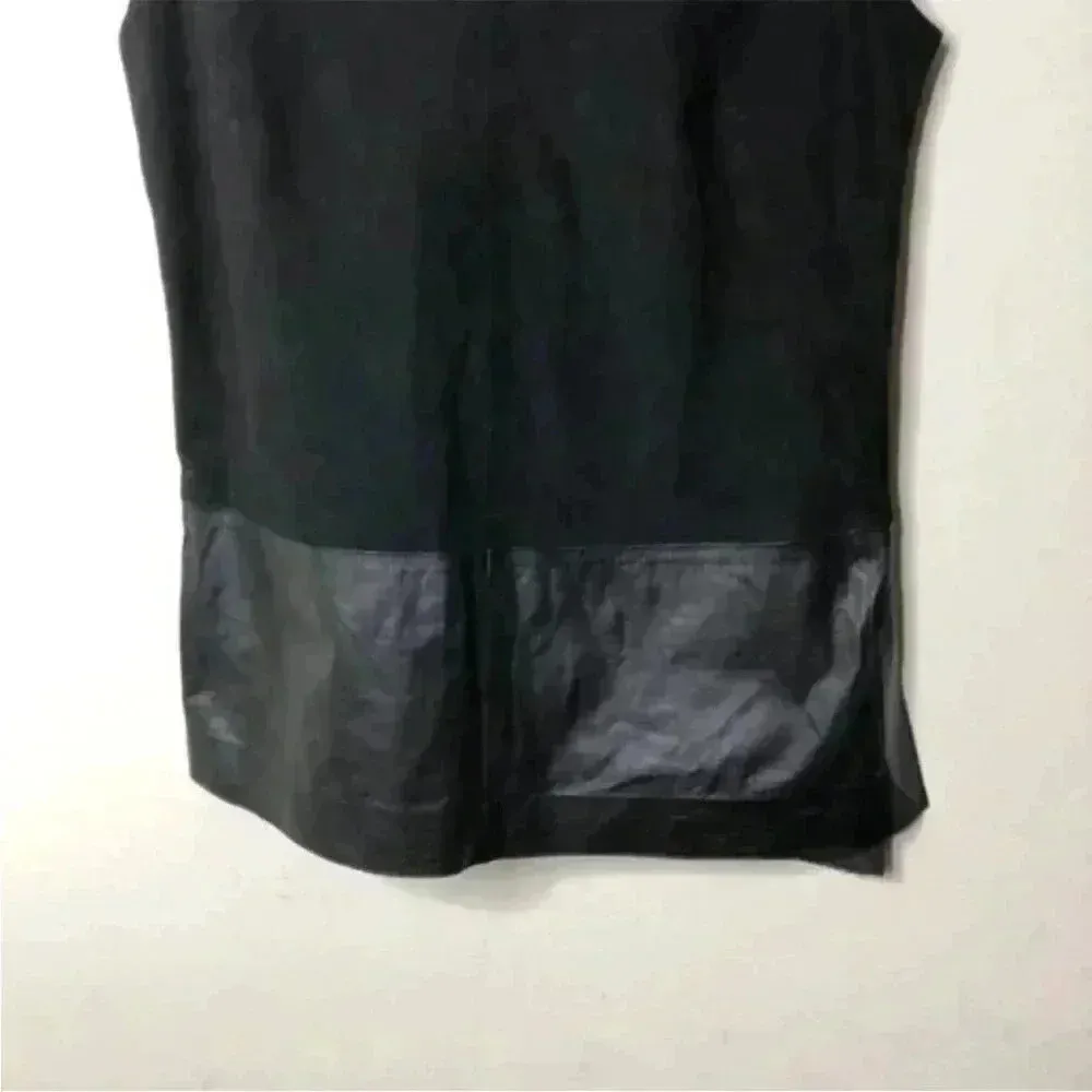 Vince Black Suede‎ & Lamb Leather Sleeveless Top - Image 5