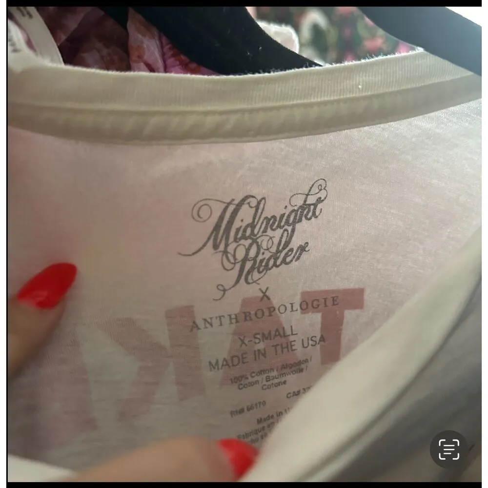 Midnight Rider Anthropologie Graphic Print Short Sleeve Tee White Size XS - Image 3