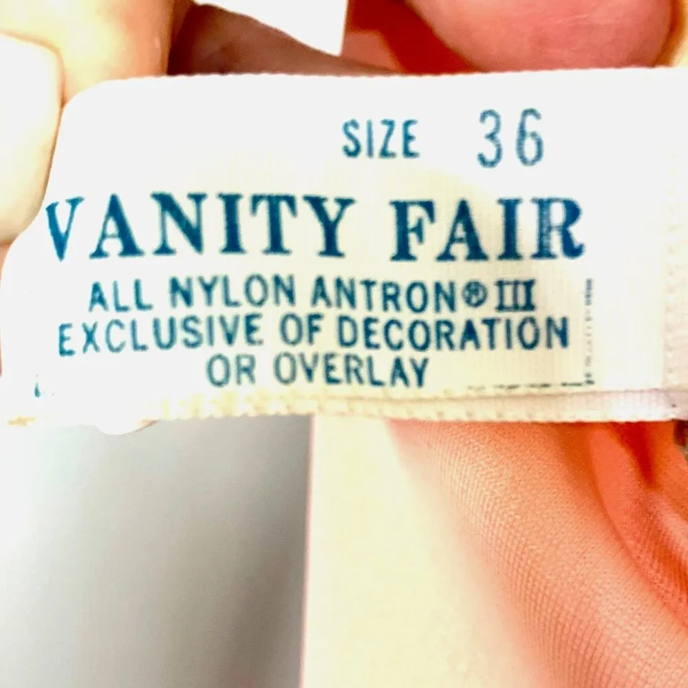 Vintage 70s Vanity Fair Peach Nightgown Maxi Lace Trim Size 36 Peignoir Tie Back - Image 7