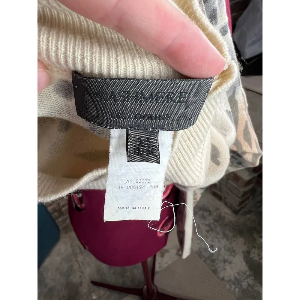 Cashmere les copains sweater leopard tiger print mock neck Tan Size M - Image 10