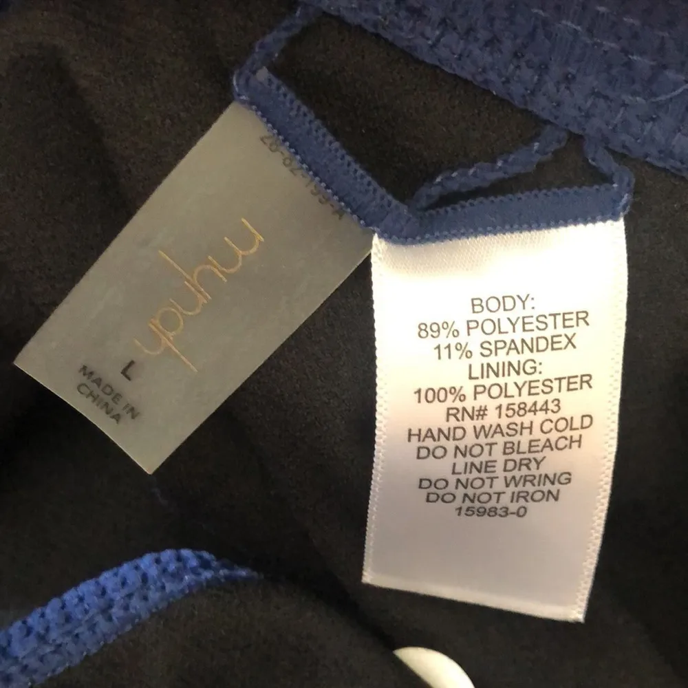 Mynah Catch A Wave Textured Navy Zipper High Waisted Bikini Bottom Sz. L NWT Blue Size L - Image 5