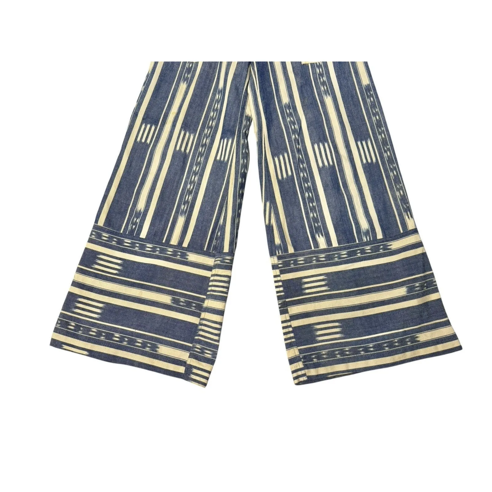 WARM Jessie Jumpsuit Boho Embroidered Striped 100% Cotton Wide Leg Romper Sz XS Blue - Image 5