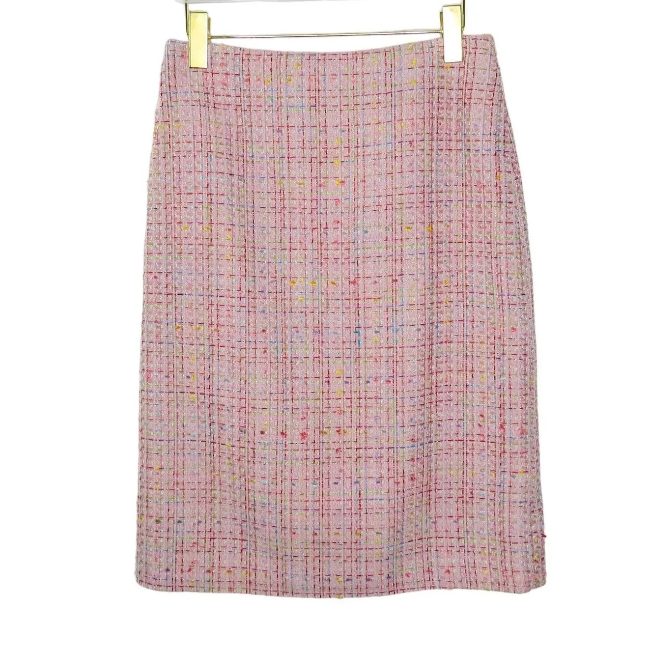 Vintage Spanner Pink Tweed Skirt Suit Two Piece Skirt Set Formal Size 8 - Image 7